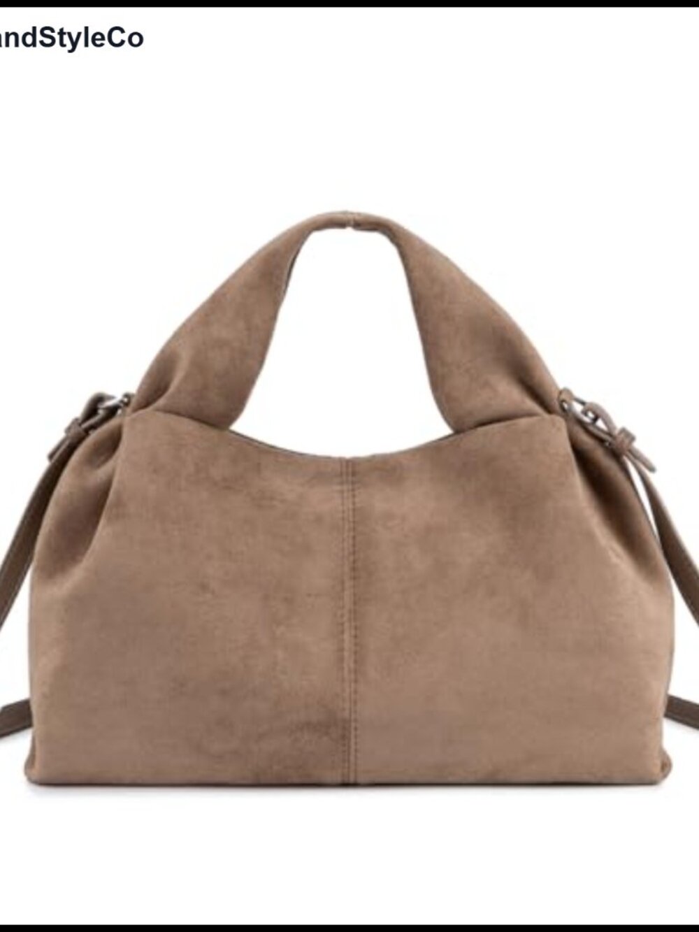 Faux Suede Hobo Bag Women Half Moon Shoulder Handbag Soft Vintage Purse Tote